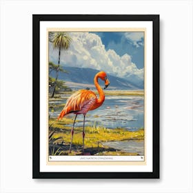 Greater Flamingo Lake Natron Tanzania Tropical Illustration 6 Poster Art Print