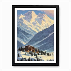 Cortina D'Ampezzo, Italy Ski Resort Vintage Landscape 3 Skiing Poster Art Print