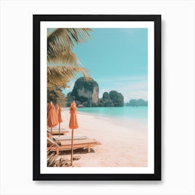 Phra Nang Beach Krabi Thailand Turquoise And Pink Tones 1 Art Print
