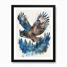 Owl In Flight Canvas Print Art Print