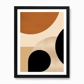 Celestial Serenity; Beige Mid Century Orbits Art Print