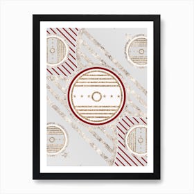 Geometric Glyph Abstract in Festive Gold Silver and Red n.0027 Art Print