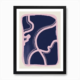 Blue And Pink Abstract Painting 1 Art Print