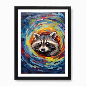 A Raccoon Swimming In River In The Style Of Jasper Johns 3 Art Print