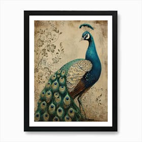 Kitsch Ornamental Peacock 2 Art Print