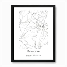 Beaucaire,France Minimalist Map Art Print