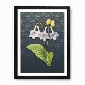 Vintage Canterbury Bells Botanical on Slate Gray Pattern n.1134 Art Print