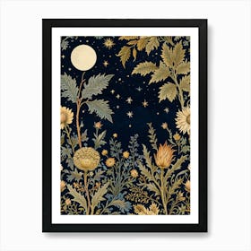 Moon And Flowers Style William Morris 35 Art Print