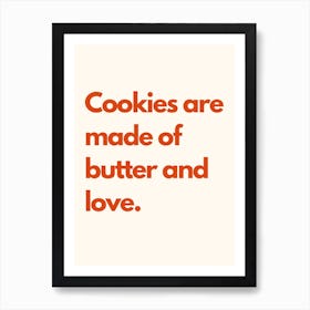 Cookie Love Kitchen Typography Cream Red Art Print