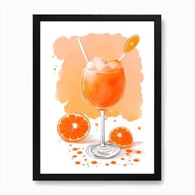 Aperol With Ice And Orange Watercolor Vertical Composition 47 Art Print