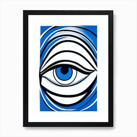 Spiritual Awakening, Symbol, Third Eye Blue & White 2 Art Print