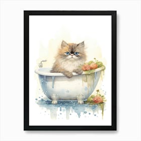 Persian Cat In Bathtub Bathroom 2 Art Print