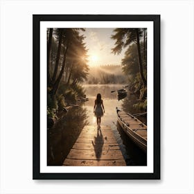 Girl On A Dock 2 Art Print