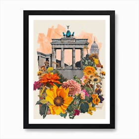 Berlin   Floral Retro Collage Style 2 Art Print
