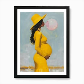 Pregnant Woman Blowing Bubbles 2 Art Print