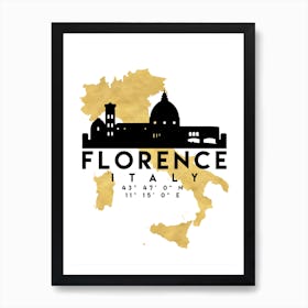 Florence Italy Silhouette City Skyline Map Art Print