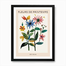 Spring Floral French Poster  Bee Balm 2 Art Print