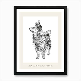 Swedish Vallhund Dog Line Sketch 2 Poster Art Print