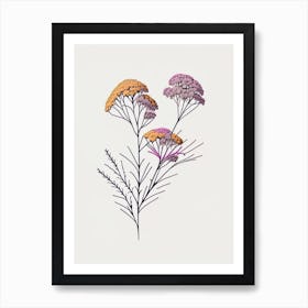 Yarrow Floral Minimal Line Drawing 4 Flower Art Print