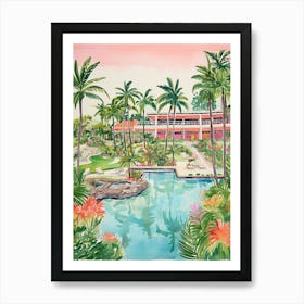 Four Seasons Resort Maui At Wailea   Maui, Hawaii   Resort Storybook Illustration 2 Art Print