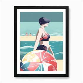 Woman A Th Beach Summer Art Print