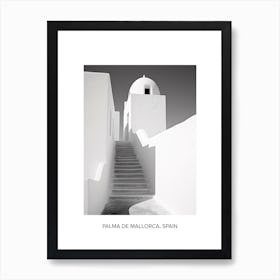 Poster Of Santorini, Greece, Photography In Black And White 3 Art Print