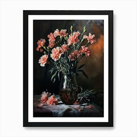 Baroque Floral Still Life Carnations 1 Art Print