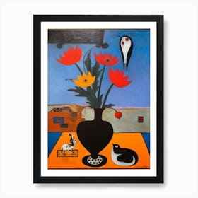 Crocus With A Cat 2 Surreal Joan Miro Style  Art Print