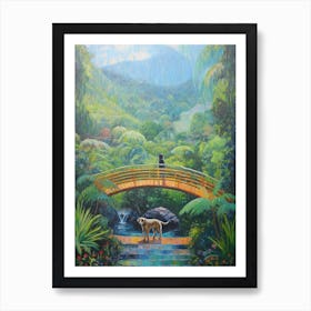 A Painting Of A Dog In Eden Project Garden, United Kingdom In The Style Of Impressionism 03 Art Print