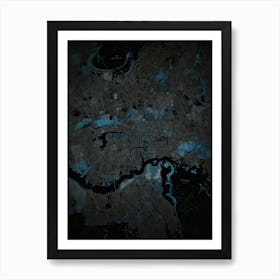 Default London Black Blue Map Art 1 (1) Art Print