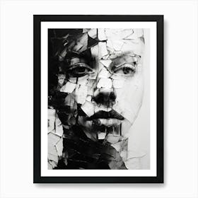 Fractured Identity Abstract Black And White 6 Art Print