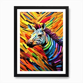 Paper Strips Zebra - Colorful Zebra Art Print