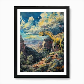 Dinosaur In The Canyon Painting 2 Art Print