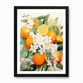 Oranges And Flowers 6 Art Print