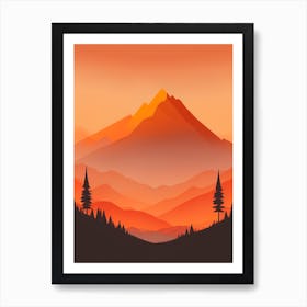 Misty Mountains Vertical Composition In Orange Tone 342 Art Print