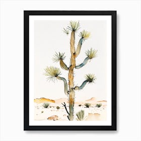 Joshua Trees In Desert Minimilist Watercolour  (3) Art Print