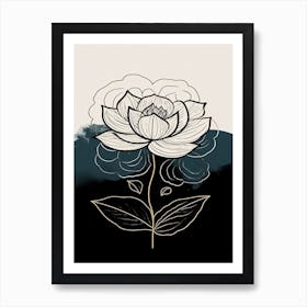 Line Art Lotus Flowers Illustration Neutral 3 Art Print
