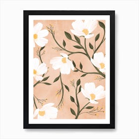 Flores Beige Art Print