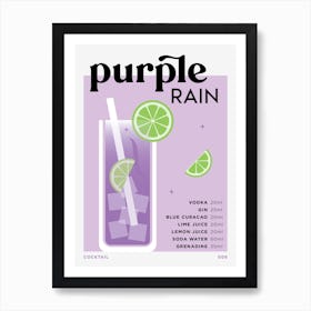 Purple Rain in Purple Cocktail Recipe Art Print