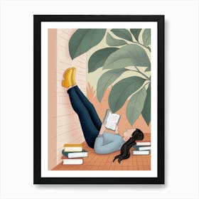 Illustration Of A Woman Reading A Book 1 Art Print