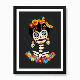 Sugar Skull Print Mid Century Modern Wall Art Day Of The Dead Butterfly Print Mexican Poster Minimalist Decor Art Print