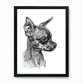 Miniature Pinscher Dog Line Sketch 4 Art Print