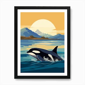 Icy Orca Whale In Ocean 3 Art Print