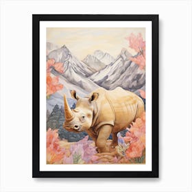 Pastel Rhino 1 Art Print
