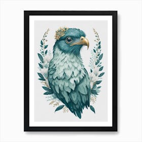 Cute Floral Baby Eagle Painting (8) Art Print