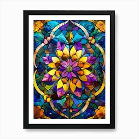 Colorful Stained Glass Flowers 7 Art Print