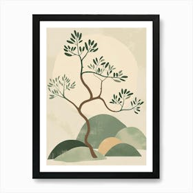 Juniper Tree Minimal Japandi Illustration 2 Art Print