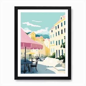 Dubrovnik, Croatia, Flat Pastels Tones Illustration 1 Art Print