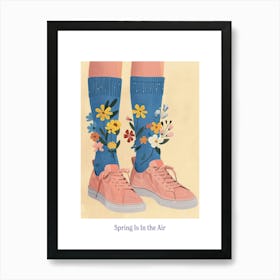 Spring In In The Air Illustration Pink Sneakers And Flowers 9 Art Print