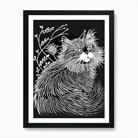 Turkish Angora Cat Minimalist Illustration 3 Art Print